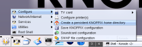 KNOPPIX menu item: configure
