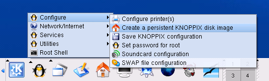 KNOPPIX menu item: configure
